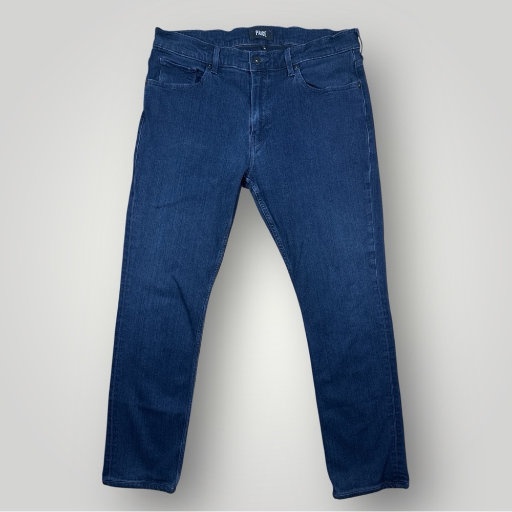 PAIGE Federal Jeans 36 Inkwell Dark Wash Straight Slim Stretch Designer Denim